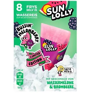 Sun Lolly Wassermelone & Brombere 1 Kartons à 8 x 60ml (480ml) Wassereis - Bild 1 von 2