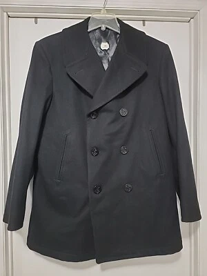 Abrigo de lana alistado de colección emitido por militares de la Marina de los Estados Unidos para hombre talla 42R negro Foto 1 de 4