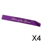 4X Mother of the Groom Stain Sash Wedding Ceremony Party Supply Purple White