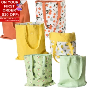 Double-Sided Canvas Tote Bags, Reusable Grocery Shopping Bags for Women, Girls a - Picture 1 of 12