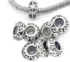 500Pcs Dark Silver /Plated European Stopper Rubber Charm Beads Fit Bracelet #K25 - Picture 1 of 3