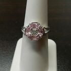 Size 7 Genuine Natural Pink Spinel & White Zircon Sterling Silver Ring 1.10cts
