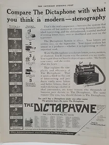 1917 Das Diktiergerät S.E. Post Print Reklame Tonbandgerät Stenographie Diktier - Bild 1 von 2