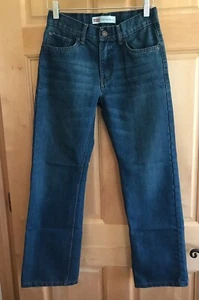 Levi's 505 Jeans Boys 12 26x26 Blue Straight 9" Rise Adjust Waist Pockets Denim - Picture 1 of 10