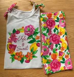 NWT FLAPDOODLES Girl's Summer Shorts Set - Cotton - Floral - Size M (7/8) - Picture 1 of 8