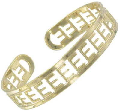 Brazalete Brazalete Vintage Años 70 Tono Oro Amarillo Letra Inicial "E" 5 3/4" Foto 1 de 2