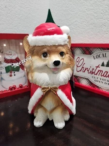 Weihnachtsmann Pommerscher Hund Figur Weihnachtsmütze und Umhang Humane Gesellschaft Deko - Bild 1 von 8