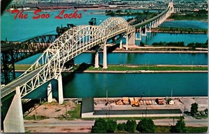 The Soo Locks ~ Sault Ste Marie Michigan MI verschickt 1970 ~ Chrom Postkarte KA10 - Bild 1 von 2