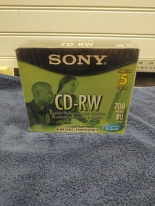 Sony CD-RW 5 Pack Blank Discs 700MB 80Min Rewritable - Picture 1 of 4
