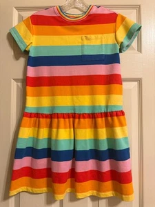 Hanna Andersson Rainbow Striped Dress EUC Size 140 10 - Picture 1 of 2