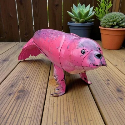 Sello de 22" hecho a mano arte de metal rústico multicolor patio, hogar, decoración de jardín Foto 1 de 4