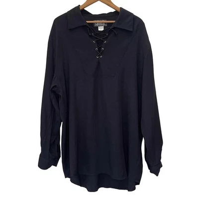 VTG Eternal NYC Mens Goth Vampire Lace Up Shirt Sz XL Black 90s Pirate Halloween - Image 1 of 4