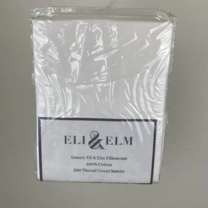 Eli & Elm Pillowcase 100% Cotton 300 Thread Count Sateen Side Sleeper shape - Picture 1 of 2