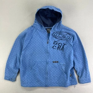 Vintage Gotcha Hoodie Jugend XL blau durchgehender Reißverschluss bestickt distressed Y2K Skater kastig - Bild 1 von 13