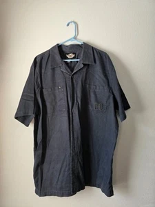 Harley Davidson Garage Shirt Workwear Navy Blue Short Sleeve Embroidered XL - Picture 1 of 5