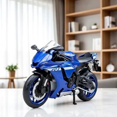 1:12 Yamaha YZF-R1M Diecast Motorcycle Model – Blue Alloy Racing Bike Toy Gift - Image 1 of 4