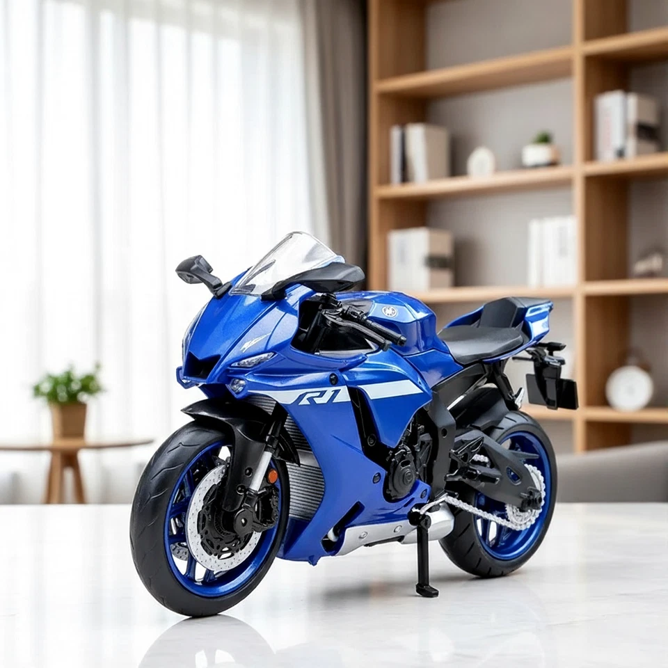 Литая модель мотоцикла Yamaha YZF-R1M 1:12 — синий сплав гоночный велосипед игрушка подарок - Изображение 1 из 4