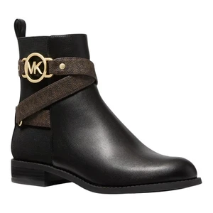 Michael Kors Rory Signature flache Damen-Stiefeletten mit seitlichem Reißverschluss schwarz braun Größe 5 - Bild 1 von 4