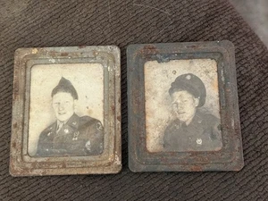 2 - Photomatic Military Man Men WWII Soldier Vintage Photo 1940s Metal Frames - Picture 1 of 6