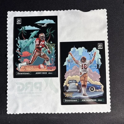 2022 Donruss Optic Football - Jerry Rice & Joe Montana Black Pandora Downtowns - Image 1 of 4