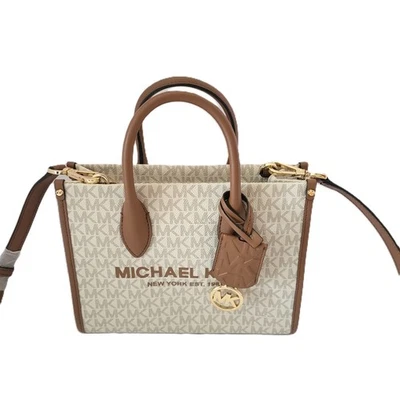 Michael Kors Mirella Small Shopper Top Zip Crossbody Handbag Vanilla MK Logo - Image 1 of 4