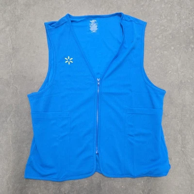 Walmart Employee Vest Blue Zip-Up With Embroidered Spark Logo & Pockets Men's L - Image 1 of 3