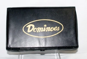 Vintage Travel Miniature Dominoes Double Six All Urea W/ Plastic Case #596 - Picture 1 of 6