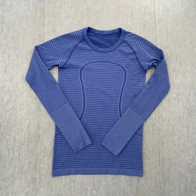 Lululemon Shirt Womens 6 Blue Crew Neck Pullover Thumb Holes Active Yoga Ladies - Image 1 of 4