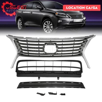 Front Bumper Grille Upper Center Lower Set For 2013 2014 2015 Lexus RX350 RX450h Foto 1 de 4