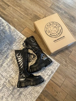 Nueva Bota Rock Metallic Flames M-350-c1 Nueva En Caja Foto 1 de 4