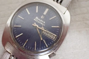 Bulova Cutron Watch Quartz 1-694956 Blue Real Estate Junk D2-A - Picture 1 of 10