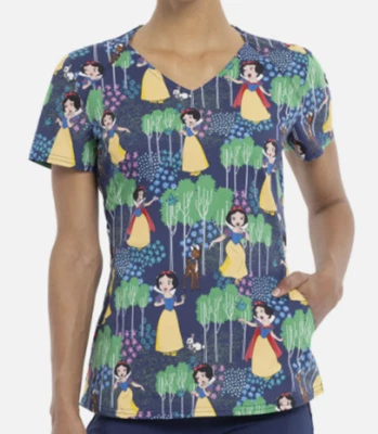 Cherokee Tooniforms Scrub Top – Disney Snow White V-Neck, Medium, NWT - Image 1 of 4