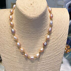 20" Collier perle baroque naturel multicolore mer du Sud neuf or 14 carats P