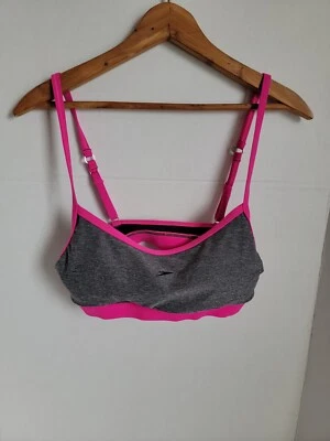Женский спортивный бюстгальтер Speedo черный серый розовый с регулируемым ремешком, S - Изображение 1 из 4