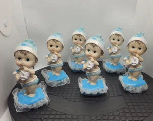 Vintage Baby Boy on Pillow Cake Topper Rattle Pacifier Baby Shower Table Decor  - Picture 1 of 12