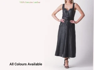 Women's Genuine Lambskin Leather Dress Plus size dress Handmade women's dress - Picture 1 of 6