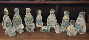 Mexican Tonala Pottery Folk Art 13pc Christmas Nativity Jesus 3 Kings Angels - Picture 1 of 15