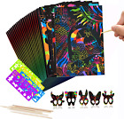 Scratch Art for Kids,50 Sheets Rainbow Scratch Notes Paper Combo Arts Set Black 