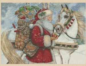 Christmas Santa and Horse Counted Cross Stitch CHART No. 4-550c - Picture 1 of 1
