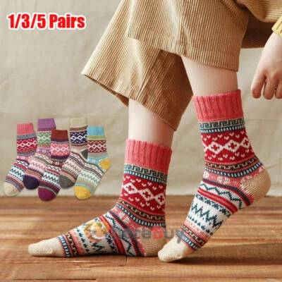 1-5 Pares Mujeres Invierno Cálido Trabajo Térmico Calefacción Resistente Botas Calcetines Navidad Foto 1 de 4