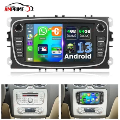AMPRIME 4G+64G Android 13 Carplay GPS Autoradio für Ford Focus Mondeo S MAX C MAX Galaxy