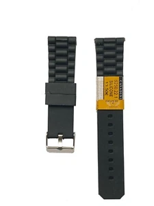 Watch Strap Cavadini Black Silicone 18mm / 20mm / 22mm / 24mm selectable - Picture 1 of 2