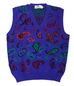 English Sports Shops Bermuda Mens 38 Vintage Knit Purple Sweater Vest Paisley - Picture 1 of 6