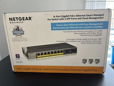 Netgear  8 Port Switch Gigabit Poe +Ethernet Smart Managed Pro Switch 2 SFP Port - Image 1 of 4