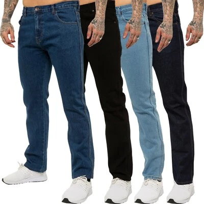 Kruze Mens Jeans Straight Leg Regular Fit Casual Cotton Work Denim Trouser Pants