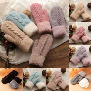 Womens Ladies Knitted Soft Thermal Insulated Extra Warm Winter Mittens Gloves - Picture 1 of 31
