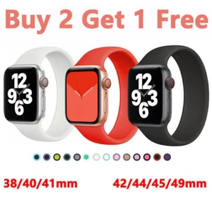 Watch Strap Band For Apple Watch Ultra 2 9 8 7 6 5 SE 38~45mm Solo Loop Silicone - Foto 1 di 36