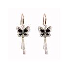 Crystal Butterfly Rhinestone Earrings Dangle Elegant Earrings Thin Ear Clip
