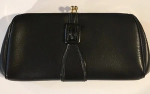 Clutch - Women’s - Black With Gold Tone Hardware - Looks Vintage - Picture 1 of 10