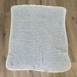 Granny Square Handmade Baby Afghan Crochet Baby Blanket Blue White - Picture 1 of 4
